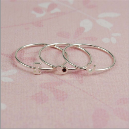 I Love You garnet stackable ring