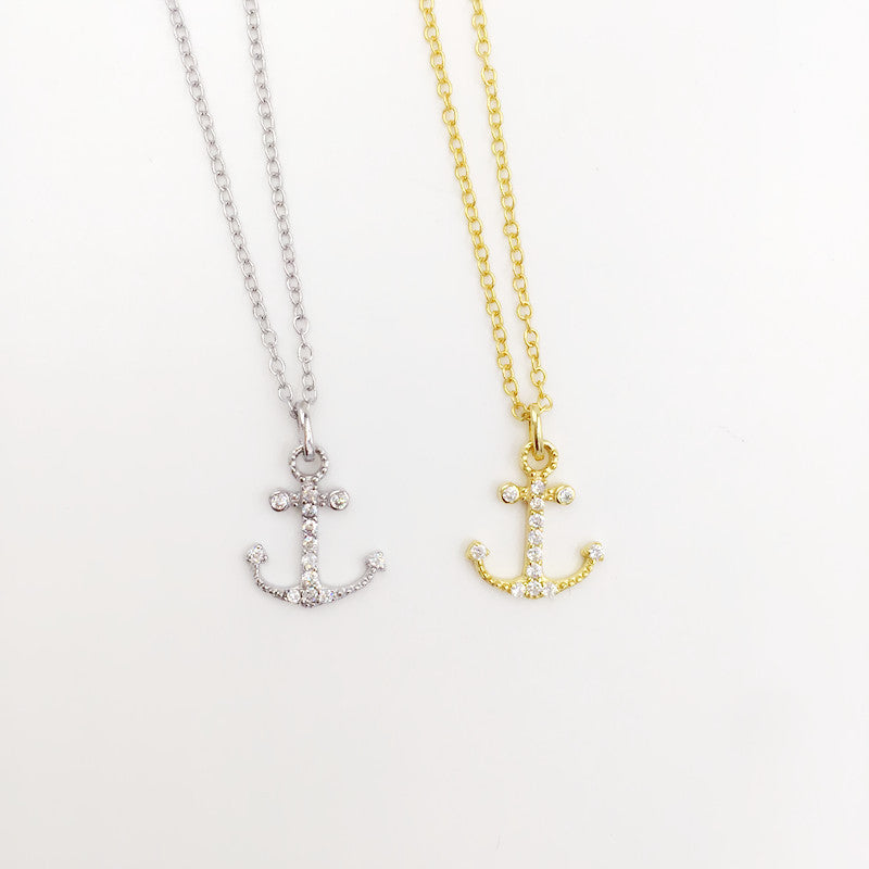 Sterling Silver Take Me to the Ocean Anchor Necklace