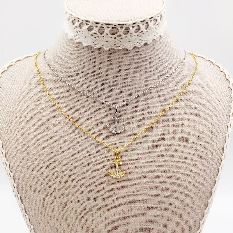 Sterling Silver Take Me to the Ocean Anchor Necklace