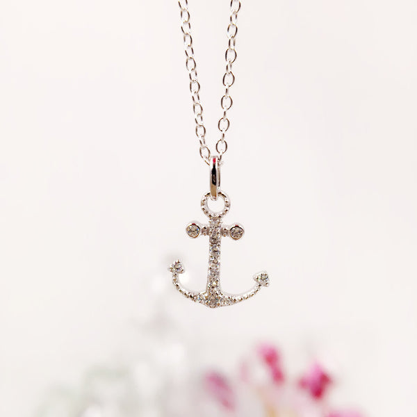 Sterling Silver Take Me to the Ocean Anchor Necklace