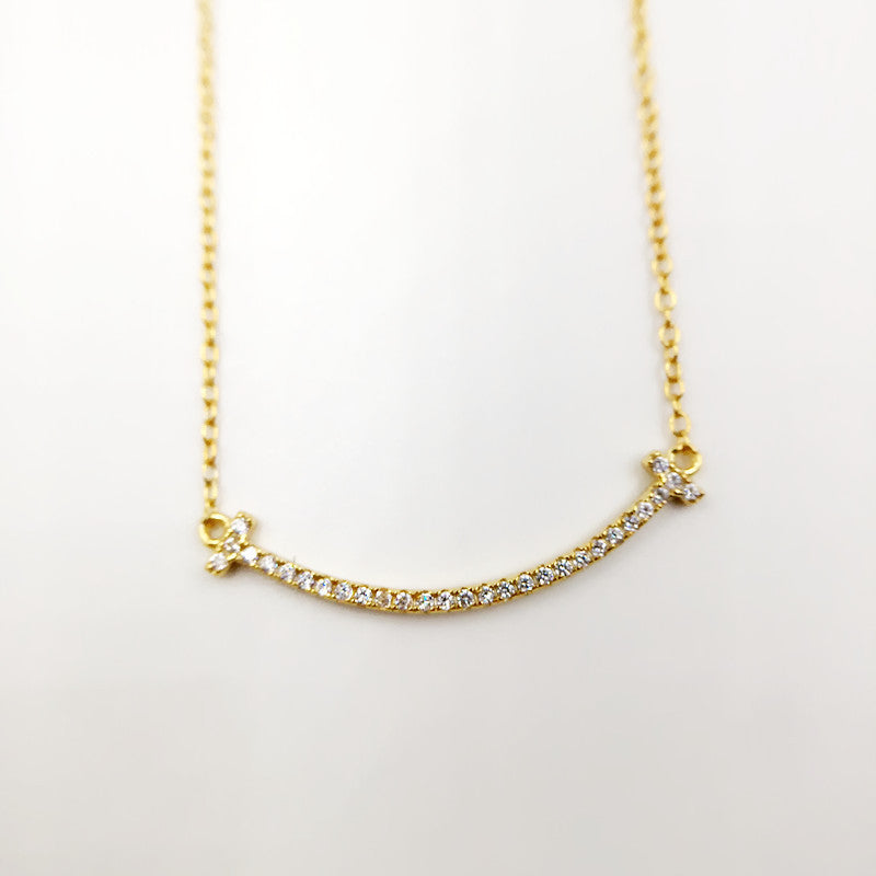 Sterling Silver Balance Curved Square Bar Necklace