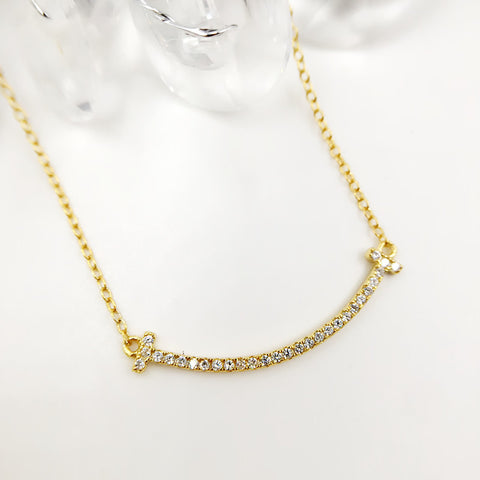 Sterling Silver Balance Curved Square Bar Necklace