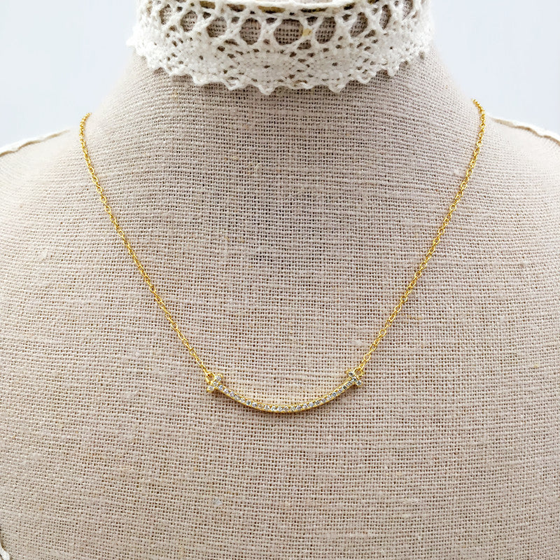 Sterling Silver Balance Curved Square Bar Necklace