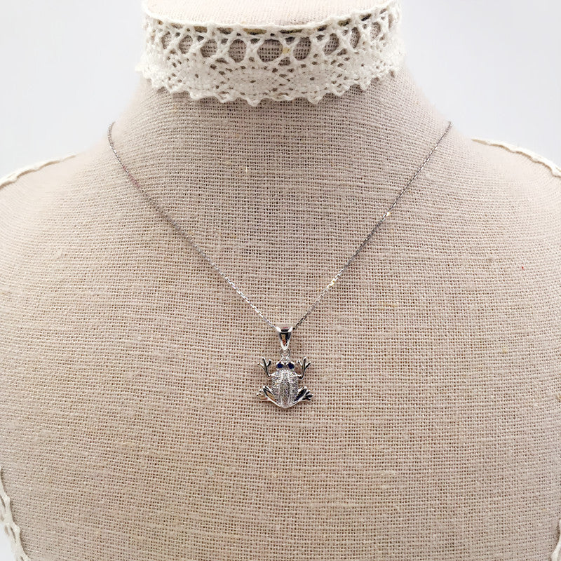 Sterling Silver Good Luck Frog Necklace