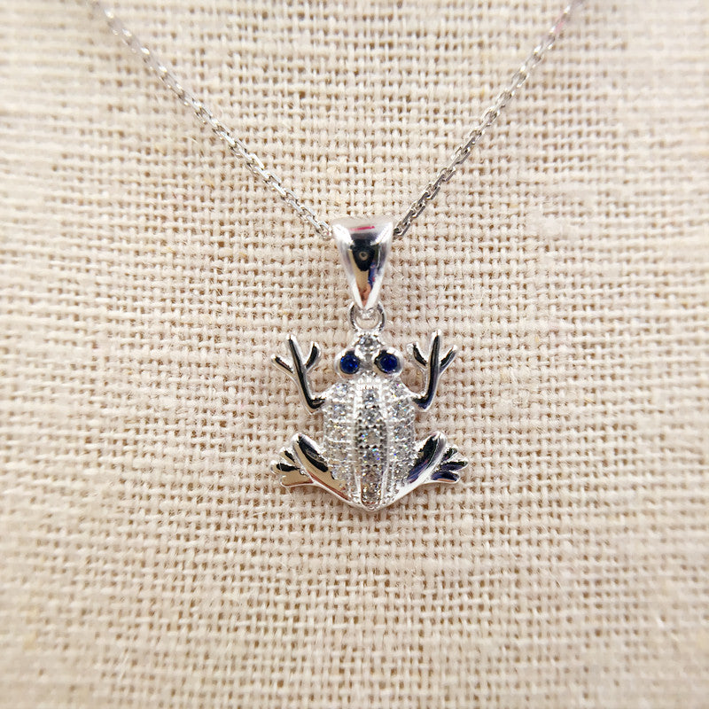 Sterling Silver Good Luck Frog Necklace