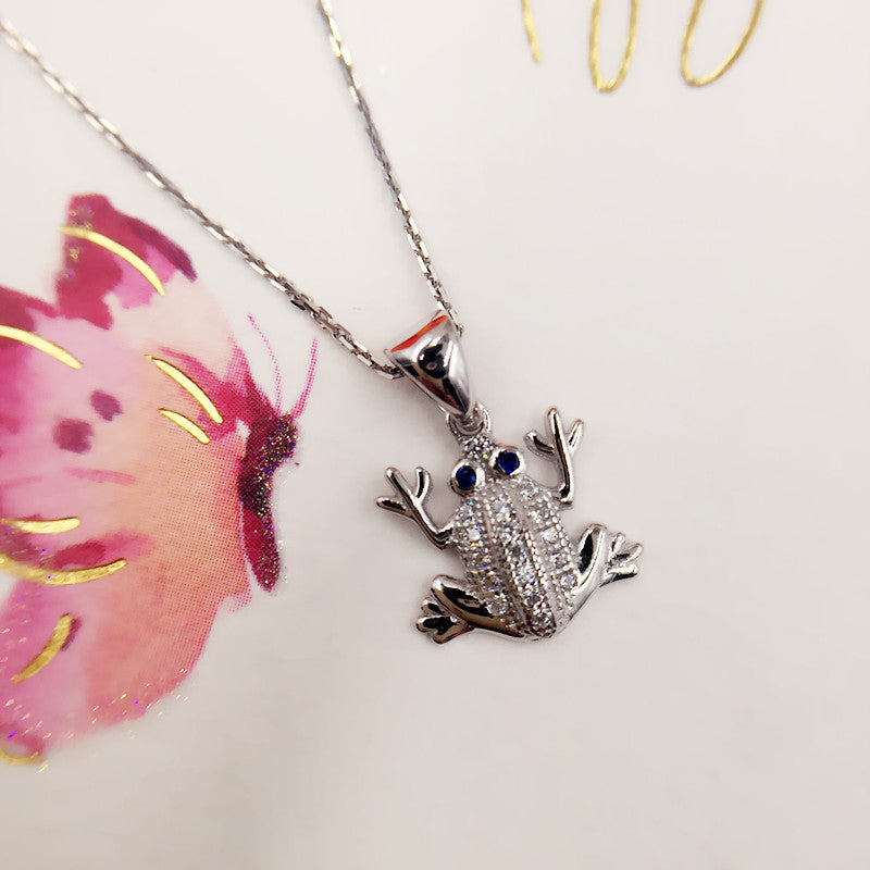 Sterling Silver Good Luck Frog Necklace