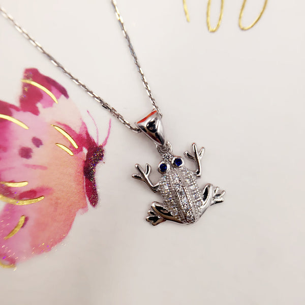 Sterling Silver Good Luck Frog Necklace