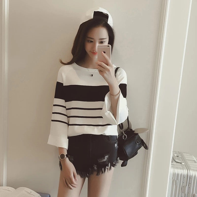 Wide Stripe Knit Top